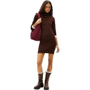 TOMMY JEANS Dames TJW ESS coltrui jurk DW0DW21958, bruin, XXS, Bruin (Rich Brown), XXS