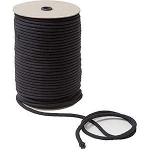 IPEA Katoenen touw van macramé, zwart, 6 mm x 100 m, rol, super lang, gemaakt in Italië, naaigaren, voor handwerk, decoratie, wandkleden en gordijnen, 0,6 cm