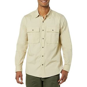 Amazon Essentials Heren Standard-Fit lange mouwen twee-pocket utility shirt (voorheen Goodthreads), licht kaki bruin, groot lang