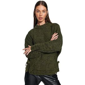 Trendyol Oversized basic gebreide trui met opstaande kraag voor dames, Groen, S