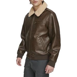 Levi's Aviator bomberjack van imitatieleer met sherpa-kraag, Bruin, L