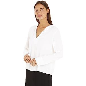 Tommy Hilfiger Viscose Crêpe V-hals Blouse LS, Oud Wit, 64