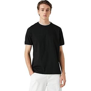 Koton Basic katoenen T-shirt voor heren, ronde hals, korte mouwen, zwart (999), L