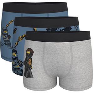 LEGO Boy's Ninjago Unterhosen Boxershorts 3er Pack LWBo 102 Boxer Shorts, 921 Grijs Melange, 140/146