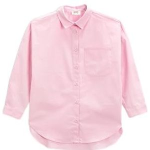 Koton Oversized katoenen shirt met één zak, lange mouwen, voor meisjes, roze (252), 6-7 Jaar