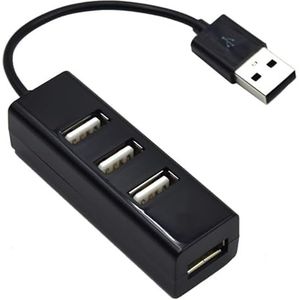 USB-hub, 4 poorten, zwart, met hoge overdrachtssnelheid, compatibel met verschillende apparaten, ideaal voor kantoor en thuis.