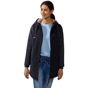 Gewatteerde jas in materiaalmix, Gravity Blue, 40