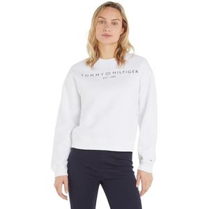 Tommy Hilfiger Dames sweatshirt zonder capuchon, Wit (Th Optisch Wit), XXS