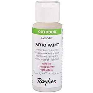 Rayher 38610702 Patio Paint, kleurloos, fles 59 ml, weerbestendige acrylverf voor buiten, lichtecht, kleur voor binnen en buiten, buitenverf