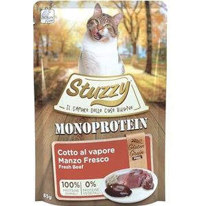 Stuzzy, Monoprotein Grain & Glutenvrij, compleet natvoer voor volwassen katten met rundvlees, in pasta - (20 zakjes à 85 g)