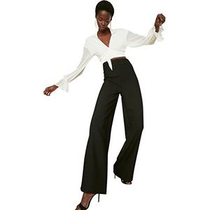Trendyol Vrouwen Normale Taille Wijde Pijpen Broeken, Zwart, 64