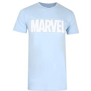 Marvel T-shirt met tekst logo voor heren, Blauw (Sky Sky), M