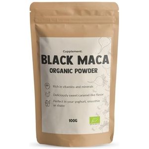 Cupplement - Zwarte Maca Poeder 100 Gram - Biologisch - Black Maca - Geen Capsules of Tabletten - Testosteron - Superfood