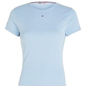 Tommy Jeans Tjw BBY Essential Rib Ss S/S gebreide tops voor dames, Chambray Blauw, XL