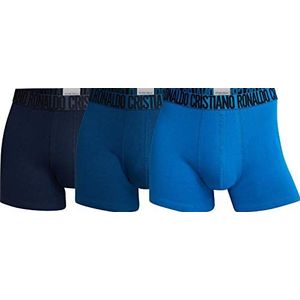 CR7 Heren 3-pack Men's Cotton Trunk Zwembroek, donkerblauw, marineblauw, lichtblauw, L