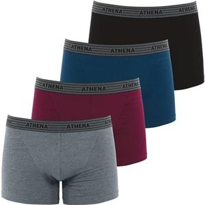 Athena Basic Coton Boxershorts voor heren, 4 stuks, Meerkleurig (wit/zwart/grijs/antraciet), M