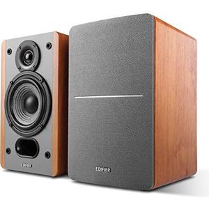 Edifier P12 Passieve boekenplankluidsprekers - 2-weg luidsprekers met ingebouwde muurbeugel - houtkleur - paar - Versterker of ontvanger nodig om te werken - Ontvanger/versterker wordt apart verkocht