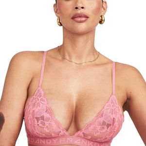 Frank Dandy Fab-u-Lace draadloze beha: zachte en rekbare kant voor ultiem comfort en ondersteuning, roze, XS