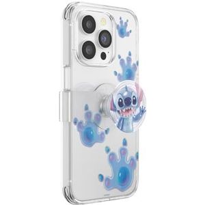 PopSockets iPhone 14 Pro-hoesje met telefoongreep en glijbaan, Disney Stitch - transparant