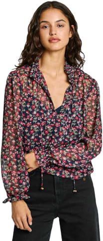 Blouse - Lange Mouwen - Dubbele Stof - Kraag - Smock Paneel