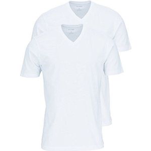 Olymp Heren T-shirt City- dubbelpak V-Neck, M, wit