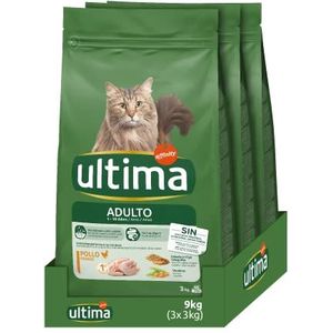 Ultima Voer voor volwassen katten met kip - 3 x 3 kg: totaal 9 kg