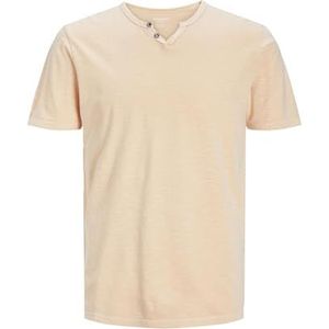 Mann JACK & JONES Eenvoudig T-shirt V-hals Korte mouw Katoen Shirt met Knoppen JJESPLIT, Colour:Orange, Size:XL