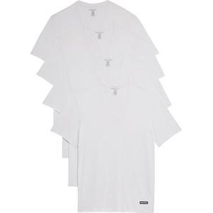 Nautica Heren 4-pack katoen beperkte editie V-hals T-shirts, White-Nautica vlaggenlogo, klein, White-Nautica vlag logo, S