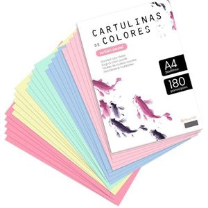 Kleurpapier, gekleurd papier A4 in verschillende pasteltinten, gekleurde vellen 180 g voor knutselwerk, afdrukken van documenten en creatieve designs, A4-vellen · m-office (x50, pastelassortiment)