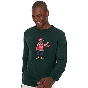 Trendyol Man New Year's Eve Glam Regular Basic Crew Neck Knitwear Sweater, Groen, M