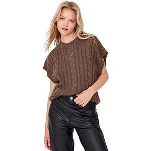 Trendyol Dames ronde hals Ajouré Regular Sweater Vest, Mink Color, S, nertskleur, S
