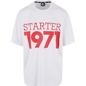 Starter Train Day Heren T-Shirt Mesh Jersey, casual T-shirt voor mannen, Starter belettering, oversized, wit, S