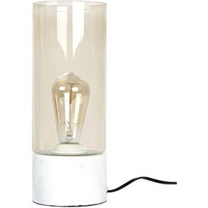 Leitmotiv Tafellamp Lax marmeren sokkel, bruin glas, hoogte 35 cm en Ø12 cm