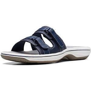 Clarks Women's Breeze Piper Slide Sandal, Navy, 9