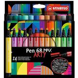 Premium Viltstift Met Dikke Beitelpunt - STABILO Pen 68 MAX - ARTY - Etui Met 24 Stuks - Met 24 Verschillende Kleuren