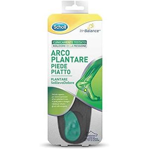 Scholl In-Balance voetboog, pijnverlichting, orthopedische inlegzolen, platte voeten, inlegzolen met dubbellaagse schokabsorberende gel met flexibele ondersteuning, maat M (40-42), 1 paar