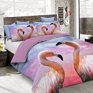 Italian Bed Linen MB HOME ITALY, Goodnight dekbedovertrekset, flamingo, eenpersoons