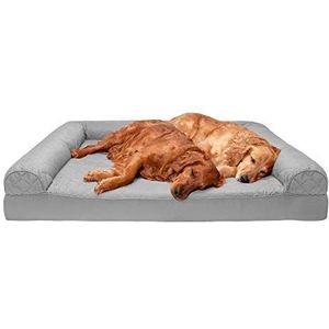 Furhaven XXL orthopedisch hondenbed, gewatteerde bankstijl met afneembare wasbare hoes - zilvergrijs, Jumbo Plus (XX-Large)