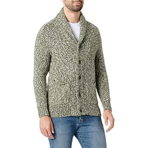 Pierre Cardin Heren grof gebreid en sjaalkraag bicolor gebreid vest, groen (Olivebrown 6440), M