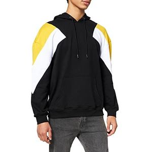 Urban Classics Heren capuchontrui Retro Color-Bocking oversize 3-kleurige hoodie, zwart/honing/wit., S