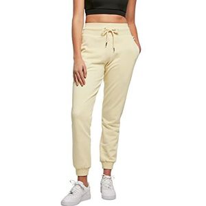 Urban Classics Joggingbroek voor dames van puur biologisch katoen met manchetten aan de pijpen, sportbroek voor vrouwen met hoge tailleband, verkrijgbaar in vele kleuren, maten XS - 5XL, Softyellow,