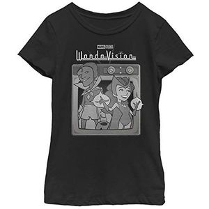 Marvel Film WandaVision Vintage TV Girl's Solid Crew T-shirt, zwart, XS, zwart, XS, zwart, XS, zwart, XS