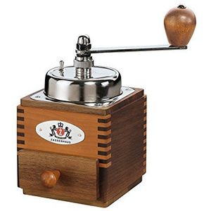 Zassenhaus Koffiemolen Montevideo | handmatige koffiemachine met molen van robuust speciaal staal | maalgraad grof/fijn instelbaar | behuizing van notenhout en perenhout | bruin