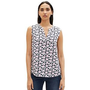 TOM TAILOR Damesblouses top met patroon, 32813 - Offwhite Round Blad Design, 32