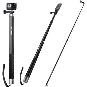 Ultra Lange Selfie Stick voor GoPro Hero 11/10/9, Insta 360, OSMO Action Camera, Uitschuifbaar op 3 Lengtes 22 ""47"" 106"" Carbon Fiber Lichtgewicht Pole Monopod (118"" (300 CM))