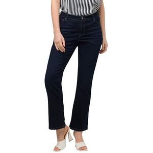 Ulla Popken Dames grote maten plus size jeans, dark denim, 5-pocket-snit, elastische tailleband donker denim 42 817322120-42, blauw, 32W x 32L