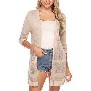 Sykooria Dames Knit Cardigan Dames Vest Lang Vest Gebreide Trui Uitloper Lange Mouw Herfst Casual Open Jumper