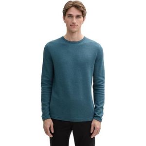 TOM TAILOR Gebreide trui voor heren van katoen, 32721 - Donkergroen Melange, XXL