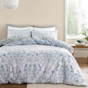 Bianca Hedgerow Hopper 200 draadtelling katoenen tweepersoons dekbedovertrekset met kussenslopen, blauw