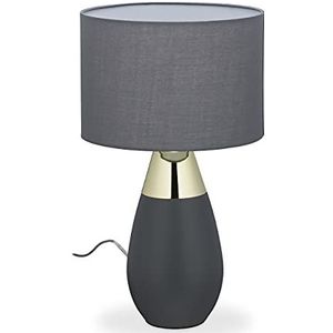 Relaxdays nachtkastlamp met touch, E14, moderne tafellamp, HxD: 49 x 28 cm, lamp met lampenkap, kleurkeuze